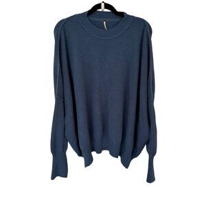 Free People Blue Easy Street Tunic Cotton Blend Sweater Size M EUC